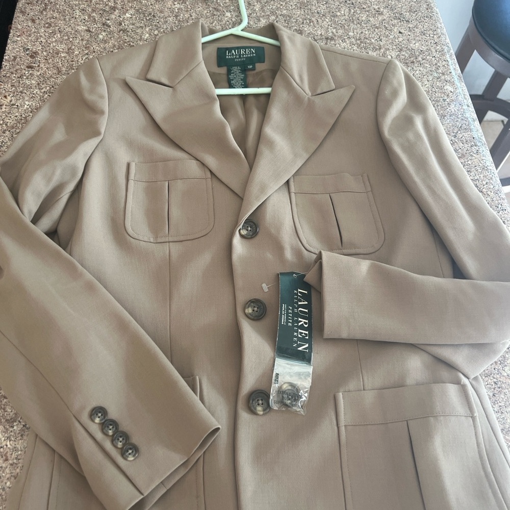 Ralph Lauren Petite Taupe Blazer Jacket